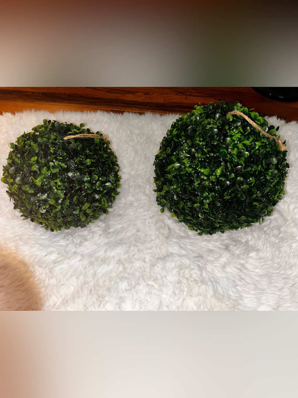 Pair of Decorative Artificial Boxwood Topiary Balls - Green